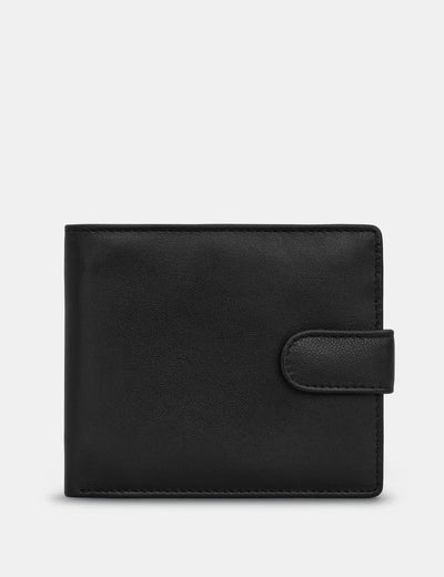 Black Leather Wallet With Tab - Yoshi