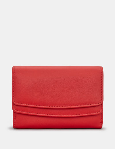 Red Leather Double Flap Over Purse - Yoshi