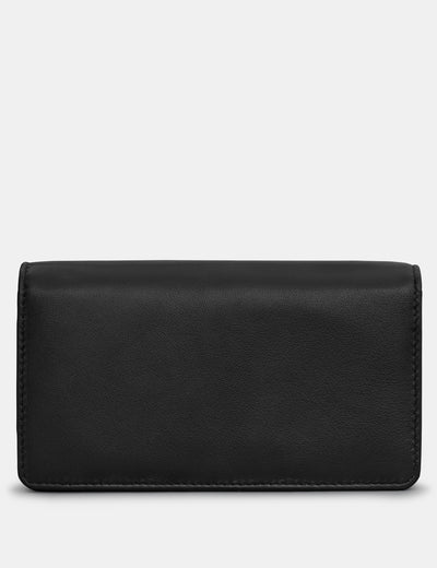 Flap Over Black Leather Purse - Yoshi