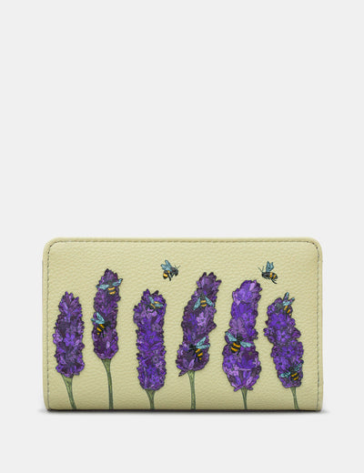 Lavender Bees Black Leather Oxford Purse - Yoshi