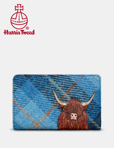 Highland Cow Harris Tweed & Leather Oxford Purse - Yoshi