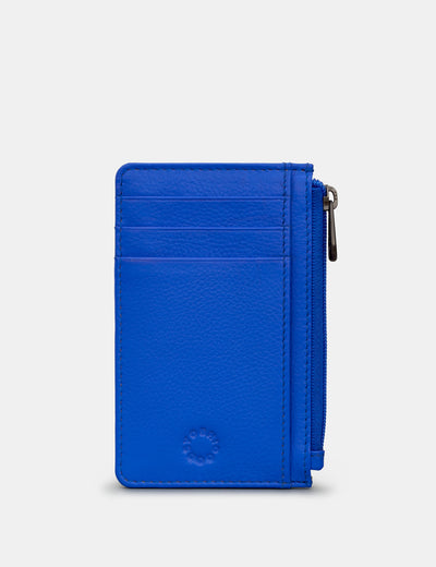 Zip Top Blue Leather Card Holder - Yoshi