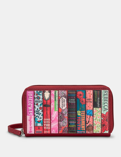 Bookworm Cherry Red Leather Purse With Wrist Strap - Yoshi