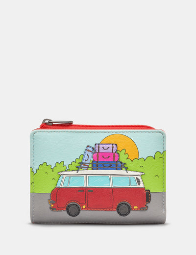 Camper Van Leather Flap Over Purse - Yoshi