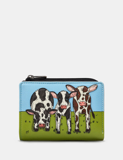 Moo Family Leather Flap Over Purse - Yoshi