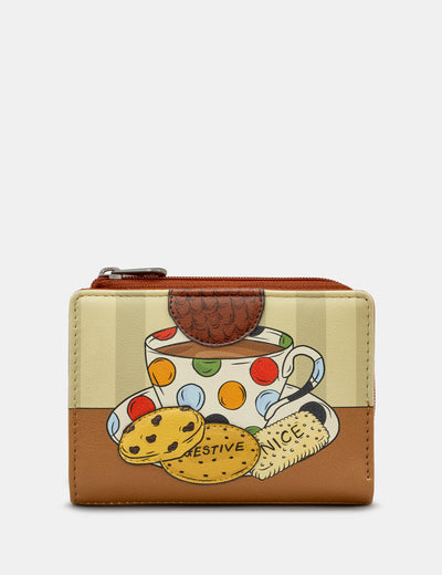 Tea And Biscuits Leather Flap Over Purse - Yoshi