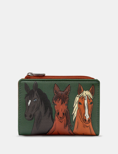 Herd Of Horses Leather Flap Over Purse - Yoshi