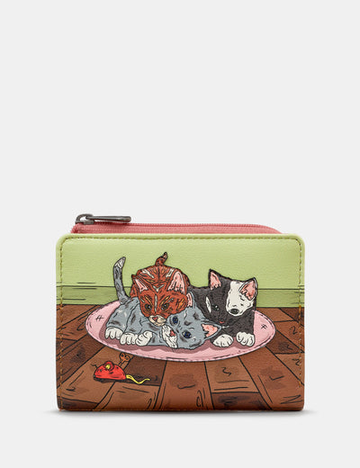 Playtime Kittens Leather Flap Over Purse - Yoshi