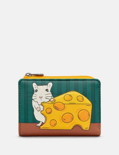 Mouse and Cheese Leather Flap Over Purse - Yoshi