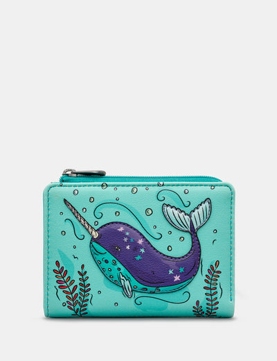 Narwhal Leather Flap Over Purse - Yoshi