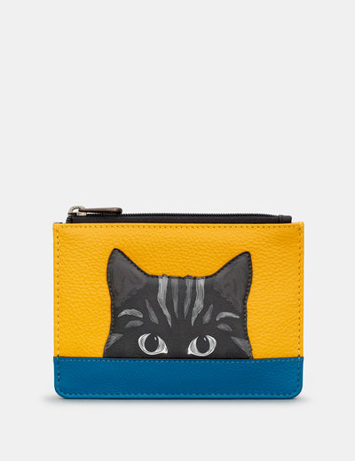 Cat Colour Block Leather Zip Top Purse - Yoshi