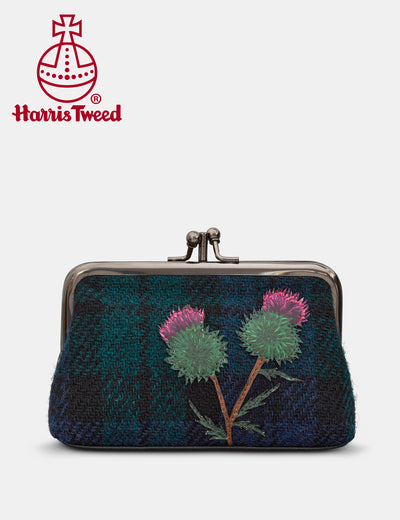 Highland Thistle Harris Tweed & Leather Aubrey Frame Purse - Yoshi