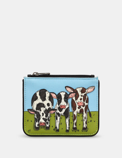 Moo Family Zip Top Leather Purse - Yoshi