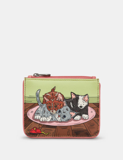 Playtime Kittens Zip Top Leather Purse - Yoshi