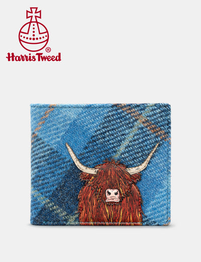 Highland Cow Harris Tweed & Leather Wallet - Yoshi