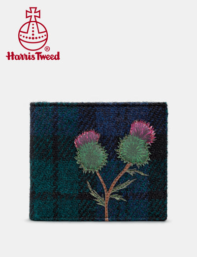 Highland Thistle Harris Tweed & Black Leather Wallet - Yoshi