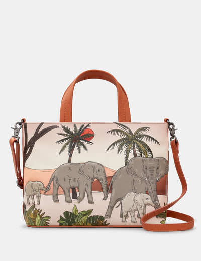 Elephant Leather Handbag/Vintage Shoulder Strap Bag/Leather Purse/Medium  Satchel