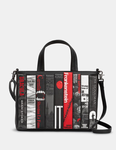 Horror Bookworm Black Leather Multiway Grab Bag - Yoshi