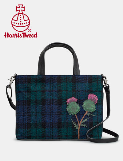 Highland Thistle Harris Tweed & Leather Multiway Grab Bag - Yoshi