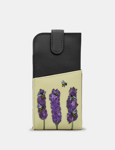 Lavender Bees Black Leather Chilton Glasses Case - Yoshi