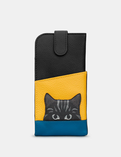 Cat Colour Block Leather Glasses Case - Yoshi