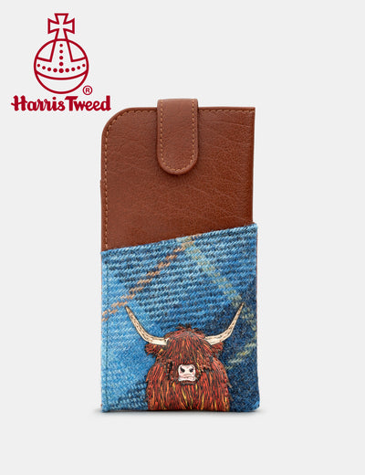 Highland Cow Harris Tweed & Leather Glasses Case - Yoshi