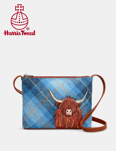 Highland Cow Harris Tweed & Leather Cross Body Bag - Yoshi