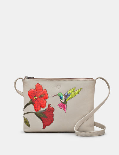 Petal And Feather Leather Cross Body Bag - Yoshi