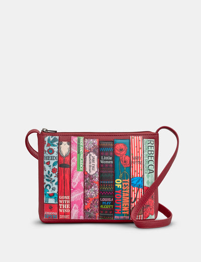 Bookworm Cherry Red Leather Cross Body Bag - Yoshi