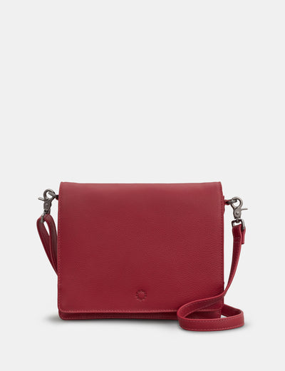 Stanton Cherry Red Leather Flap Over Cross Body Bag - Yoshi