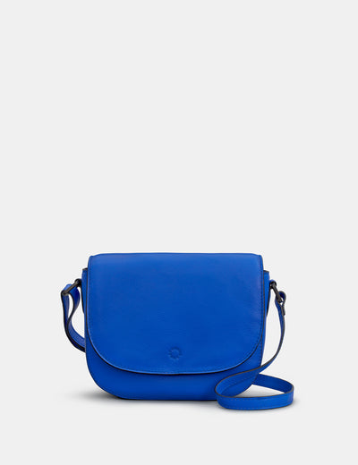 Clarendon Blue Leather Flap Over Cross Body Bag - Yoshi