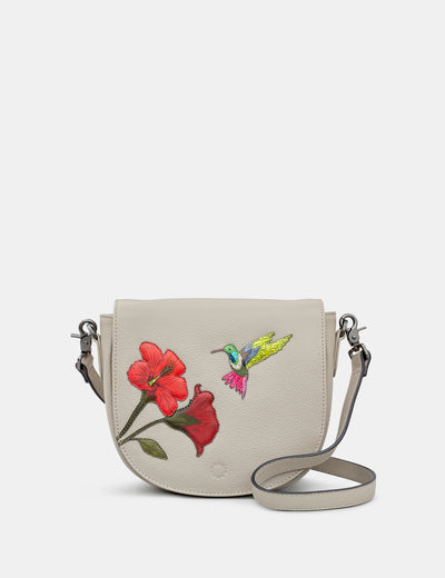 Petal And Feather Flap Over Leather Cross Body Bag - Yoshi