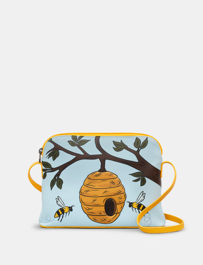 Bee Hive Leather Cross Body Bag - Yoshi