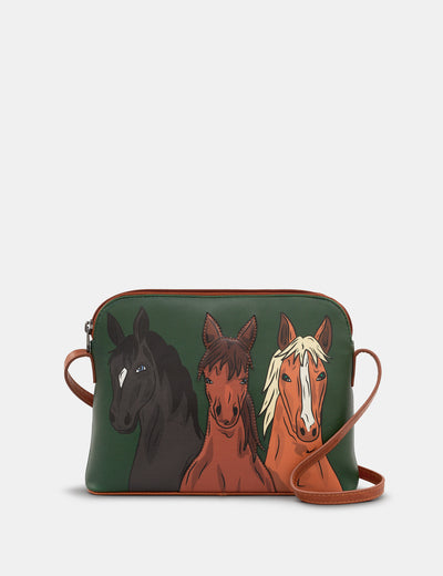 Herd Of Horses Leather Cross Body Bag - Yoshi