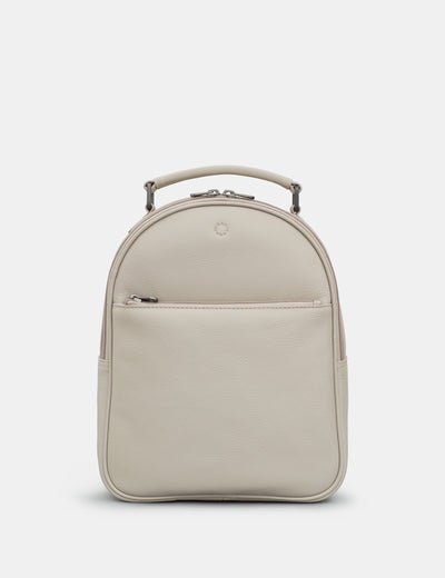 Sloane Warm Grey Leather Backpack - Yoshi