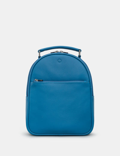 Sloane Petrol Blue Leather Backpack - Yoshi