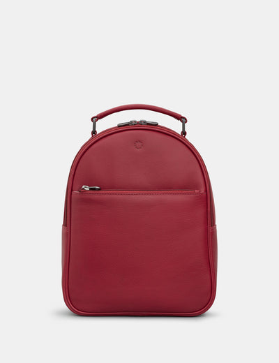 Sloane Cherry Red Leather Backpack - Yoshi