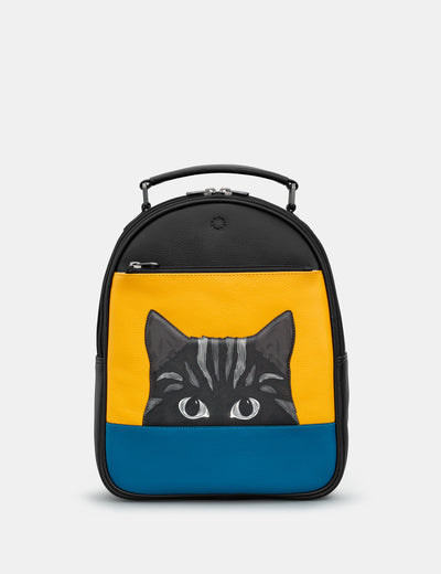 Cat Colour Block Leather Backpack - Yoshi