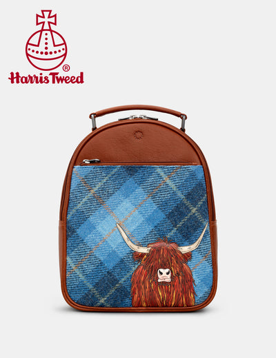 Highland Cow Harris Tweed & Leather Backpack - Yoshi