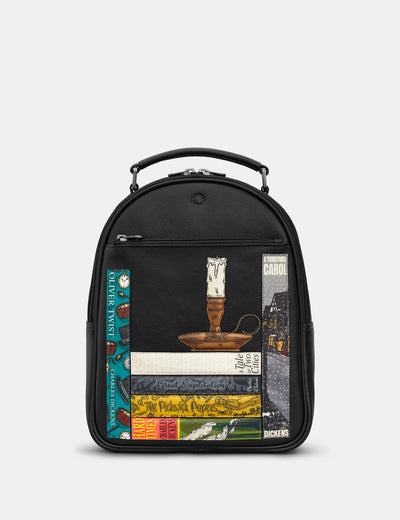 Dickens Bookworm Black Leather Backpack - Yoshi