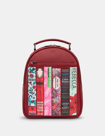 Bookworm Cherry Red Leather Backpack - Yoshi