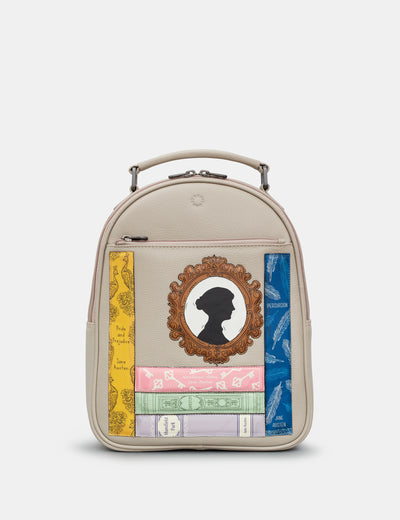 Jane Austen Bookworm Warm Grey Leather Backpack - Yoshi