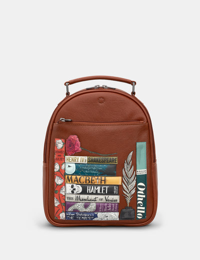 Shakespeare Bookworm Brown Leather Backpack - Yoshi