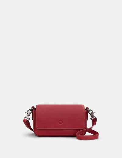 Palmer Cherry Red Leather Mini Cross Body Bag - Yoshi