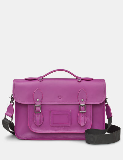 Belforte 14" Purple Leather Satchel Bag - Yoshi