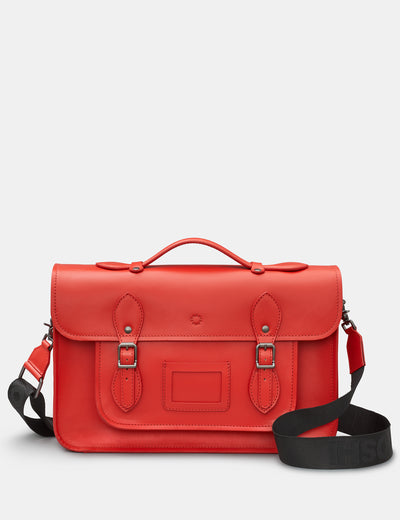 Belforte 14" Red Leather Satchel Bag - Yoshi