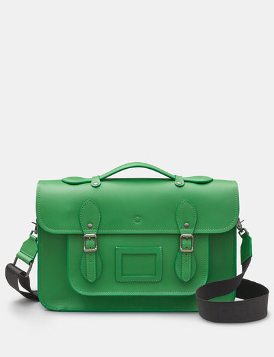 Belforte 14" Green Leather Satchel Bag - Yoshi