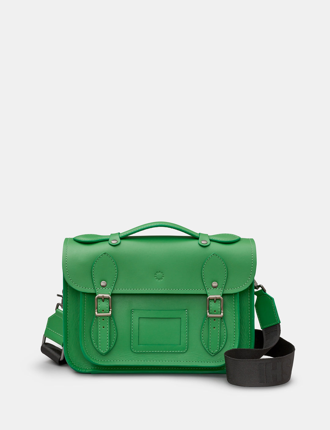 Green leather satchel handbag sale