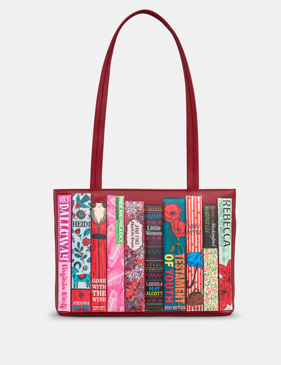 Bookworm Cherry Red Leather Shoulder Bag - Yoshi