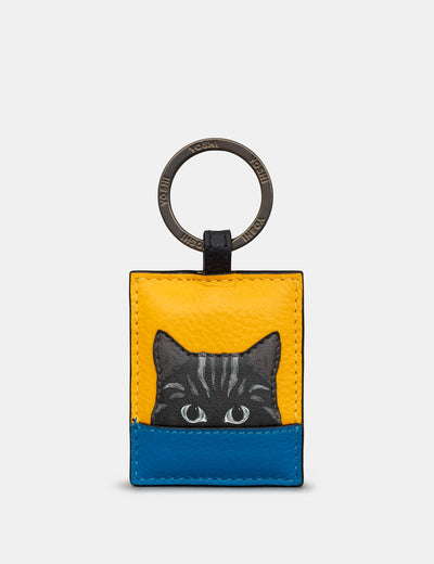 Cat Colour Block Leather Keyring - Yoshi